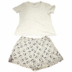 Weekend Women’s  Gray Moon Print Sleep Set - Tee & Shorts